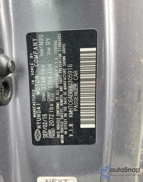 2017 Hyundai Veloster from USA, damaged, VIN KMHTC6AD6HU305916